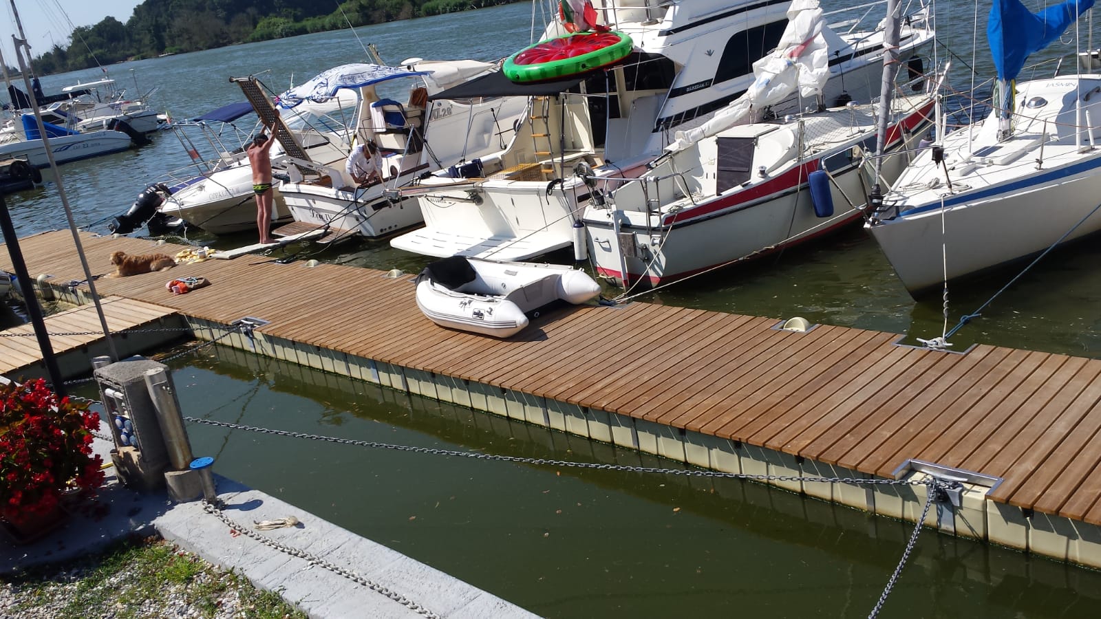 pontile galleggiante Rotodock con legno per ormeggio barche